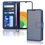 TECHGEAR Galaxy A33 5G Leather Wallet Case, Flip Protective Case Cover with Wallet Card Holder, Stand and Wrist Strap - Blue PU Leather with Magnetic Closure Designed For Samsung A33 5G