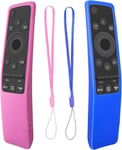 Lot De 2 Coques De Protection En Silicone Pour Telecommande Samsung Smart Tv Bn59 Series Antichocs Et Antiderapants(Bleu+ Rose)