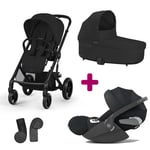 Cybex Pack Poussette Trio Balios Moon Black + nacelle Cot S lux adaptateurs coque Cloud T tissu plus sepia black