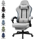 GTPLAYER Chaise Gaming Bureau Ergonomique Fauteuil Gaming Leathaire, accoudoir inclinable, avec Repose-Pieds, Gray