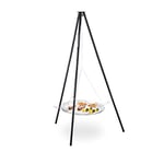 Relaxdays Barbecue pivotant avec Chaine de Traction, en Acier, Grillage de 52cm, réglable en Hauteur, trépied HxD:151