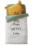 VERTBAUDET Housse de Couette bébé Mon Petit Lion Oeko-Tex® Ivoire imprimé/Vert 100X120