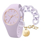 ICE-WATCH - Ice Glam Brushed Lavender - Montre Violette pour Femme avec Bracelet en Silicone - 019526 (Small)+ Chain Bracelet - Lavender - Bracelet Mailles XL de Couleur Mauve (020351)