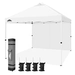 EAGLE PEAK 3x3m Professional Commercial Pop Up Canopy Tent Instant MarketPlace Outdoor Canopy Easy Set-up Folding Shelter w/Zipper Attach Sunwall and 100 Sq Ft of Shade (White)