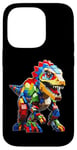 Coque pour iPhone 14 Pro Jeu de briques T-Rex pour les amateurs de dinosaures