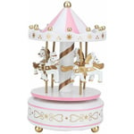 Lablanc - Boîte à Musique - manège boîte à Musique carrousel Cadeau noël Mariage Anniversaire Cadeau décor Carousel Rose(Blanc + Rose)