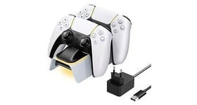 Moko chargeur compatible avec playstation 5 manettes sans fil dualsense, station de charge accessoire ps5 support à double contrôleur avec 2 fentes de