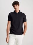 Calvin Klein Zip Neck Organic Cotton Polo Shirt, Ck Black