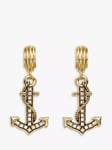 Eclectica Pre-Loved 18ct Gold Plated Swarovski Crystal Anchor Clip-On Drop Earrings, Dated Circa 1980s, Gold