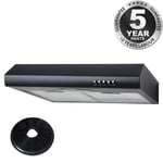 SIA STE50BL 50cm Black Slimline Visor Cooker Hood Kitchen Extractor Fan & Filter