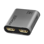 PROMATE HDMI Splitter with Dual HDMI Ports. Supports up to 4K@60Hz Play Content on 2x Monitors Simultaneously. USB-C Port (5V,500MA). Easy Plug &amp; Play. (p/n: MEDIASPLIT-C2)