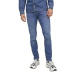 JACK & JONES Mens Blue Jeans Slim Fit Button Fastening Low Rise Strech Jeans for Men, Blue Denim, 28W / 32L