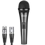 Neewer Microphone Dynamique Cardioïde avec Câble Mâle XLR à Femelle XLR, Construction Métallique Rigide pour Pickup Professionnel d'Instruments de Musique, Voix, Radiodiffusion, Discours, Noir(NW-040)