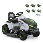 Tondeuse tracteur à batterie coupe 107 cm, 6 batteries 12Ah et chargeur 1600W