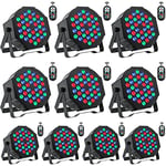 DELIBANG 10PCS Par LED Lampe de Scène, 36 LED RGB Lyre Eclairage de Scène Effet DMX512 avec Télécommande et Support, Lumiere DJ pour la Scène s'allume Disco Party Mariage