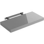 Etagère murale flottante mdf robuste effet flottant support de fixation inclus étagère bois rangement livre décoration cd 50cm Gris brillant