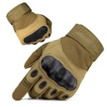 FREE SOLDIER Gants Tactiques Gants Moto Gant Militaire Jointure Dure pour La Randonnée Escalade Sports De Plein Air Vélo VTT Travailler(Brun,S)