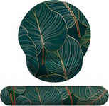 Tapis de Souris et Repose-Poignet Clavier,Tapis de Souris Ergonomique en Gel et Tapis de Clavier en Mousse à mémoire de Forme pour Clavier d'ordinateur,Bureau, Gamer(Plantes Tropicales Kit)