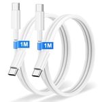 Câble USB C vers USB C pour iPhone 16/15/Pro Max/Plus,iPad Pro/Air/MacBook, [1M/Lot de 2] 60W Câble USB C Charge Rapide Nylon Tressé Câble Chargeur Cordon USB C pour Samsung Galaxy S 24/S23/22 Ultra