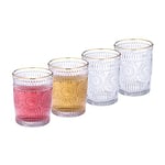 Relaxdays Lot de 4 Verres avec Motifs, 300 ML, Vintage, Bord doré, jus Fruits, lavables au Lave-Vaisselle, Transparents