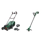 Bosch Tondeuse à Gazon sans Fil CityMower 18V-32-300 (18 V, 1x Batterie 4,0 Ah, Moteur Brushless, Largeur de Coupe : 32 cm, tond Jusqu’à 300 m², dans Une boîte en Carton) & EasyGrassCut 18V-230 EU