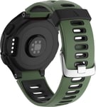 Bracelet 735xt Forerunner Montre Fitness Tracker Silicone Souple Bracelet De Replacement Sport Compatible Forerunner 230/235/620/630/735xt Boucle D'argent (Noir + Vert Armée)[Alp234111]