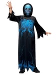 Smiffys Midnight Skeleton Reaper Costume Robe & Hooded Mask, Halloween Child Fancy Dress, Skeleton Dress Up Costumes