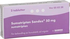 Sumatriptan Sandoz filmdragerad tablett 50 mg 2 st