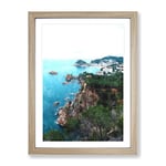 View Of The Coasta Brava In Spain Painting Modern Framed Wall Art Print, Ready to Hang Picture for Living Room Bedroom Home Office Décor, Oak A2 (64 x 46 cm)