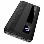 Power Bank, Portable Charger 10000mAh Battery Pack 15W charging with 4-Port input/output, Type C Powerbank with LED Display Compatible for iPhone 15/15 Pro/14/13 Series, Samsung and More, Mystic Black