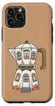 Coque pour iPhone 11 Pro Cafetière dans une cafetière à expresso, illustration mignonne