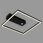 BRILONER - Plafonnier LED Frame, Plafonnier LED blanc chaud, Lampe avec détecteur, Lampe de salon, Lampe de chambre, 320x300x50 mm (LxlxH), Noir