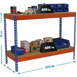 Etagère basse banc de travail simonwork basic 2 902145-2 bleu/orange/bois - 900x2100x450 400Kg Simonrack