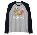 K Is For Knowledge Cute Pencil Bow Teacher Stay Curious Raglan Baseball Tee