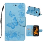 Butterfly läder Samsung Galaxy Xcover 4S fodral - Blå