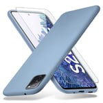 Richgle Samsung Galaxy S20 FE 4G / 5G Case & Tempered Glass Screen Protector, Slim Soft TPU Silicone Protective Case Cover Shell For Samsung Galaxy S20 FE 4G / 5G - Lavender Grey RG80543