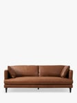 Halo Strata Large 3 Seater Leather Sofa, Dark Leg, Soft Camel