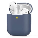 AhaStyle Coque AirPods 2 & 1, Étui en Silicone Souple Protection pour AirPods Housses Antichoc Intégrales Compatible avec Apple AirPods Supporte la Charge sans Fil (sans Mousqueton, Bleu Nuit)