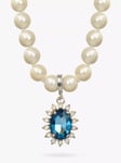 Eclectica Pre-Loved 22ct Gold Plated Faux Pearl and Swarovski Crystal Pendant Necklace, Dated Circa 1980s