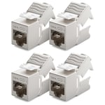 deleyCON 4x CAT6a MINI Keystone Jack Module Câble Patch Câble Réseau Connecteur 30 mm (3 cm) de Long Blindage STP Prise RJ45 Prise Réseau Panneau de Brassage Support Pour Keystone Extension