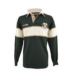 Mens Shamrock Long Sleeve Rugby Shirt, Green/White, XXL