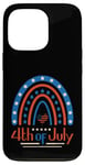 Coque pour iPhone 13 Pro 4 juillet 4 juillet arc-en-ciel blanc bleu rouge patriotique