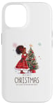 Coque pour iPhone 14 Fille noire magique à la peau brune, mélanine, sœur de Noël