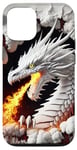 Coque pour iPhone 13 Pro White Dragon's Fury : fusion du feu et de la glace