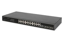DIGITUS 29 Port Gigabit Ethernet Network Switch - Géré - 24 ports RJ45 - 4 ports SFP - 1 port console - 10/100/1000 Mbps - 19 pouces - fonctions L2- - noir