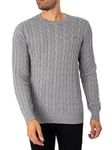 GANT Mens Cable C Neck Evening Blue Sweater Grey Melange L