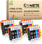 COMETE, Marque française - 570XL 571 XL - 20 Cartouches d'encre Compatibles Canon PGI-570 CLI-571 pour Canon Pixma MG5750 TS5050 MG6850 MG6852 TS5055 TS6050 (8 Noir 4 Cyan 4 Magenta 4 Jaune)