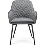 Yaheetech Chaise de Salle à Manger Fauteuil de Salon avec Pieds en Métal Fauteuil d’appoint Moderne avec Dossier Capitonné pour Maison Cuisine Gris