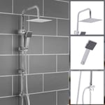 Stainless Steel Dual 2 Mixer Shower Heads Rainfall Rail Hose Riser Kit Valve