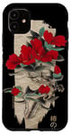 iPhone 11 Japanese Tsubaki flower in retro grunge flower aesthetic Case